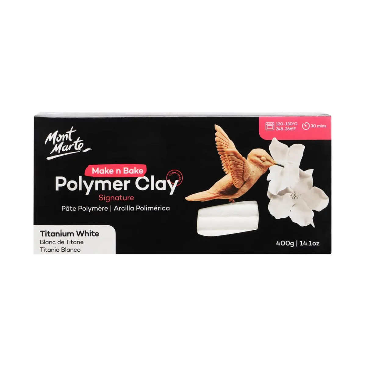 Mont Marte Make n Bake Polymer Clay 400gm Titanium White