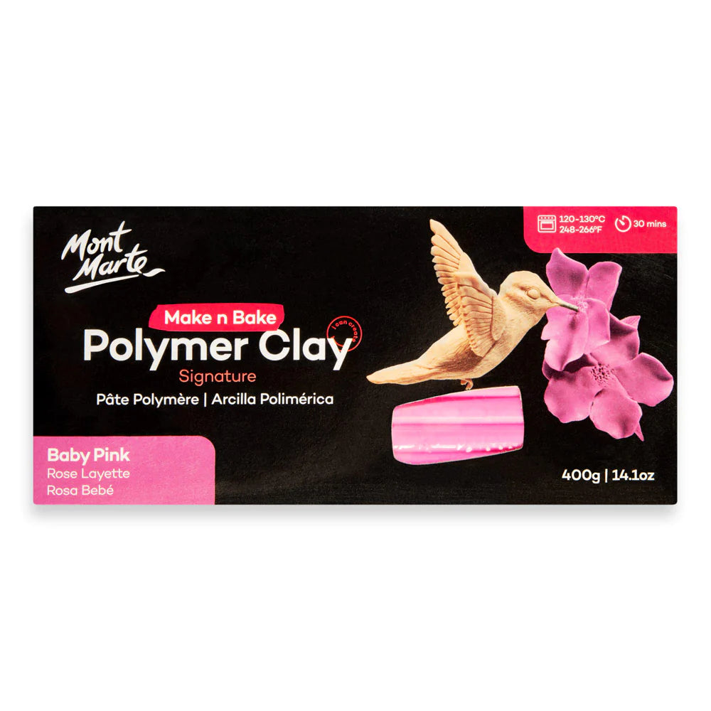 Mont Marte Make n Bake Polymer Clay 400gm Baby Pink