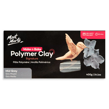 Mont Marte Make n Bake Polymer Clay 400gm Mid Grey