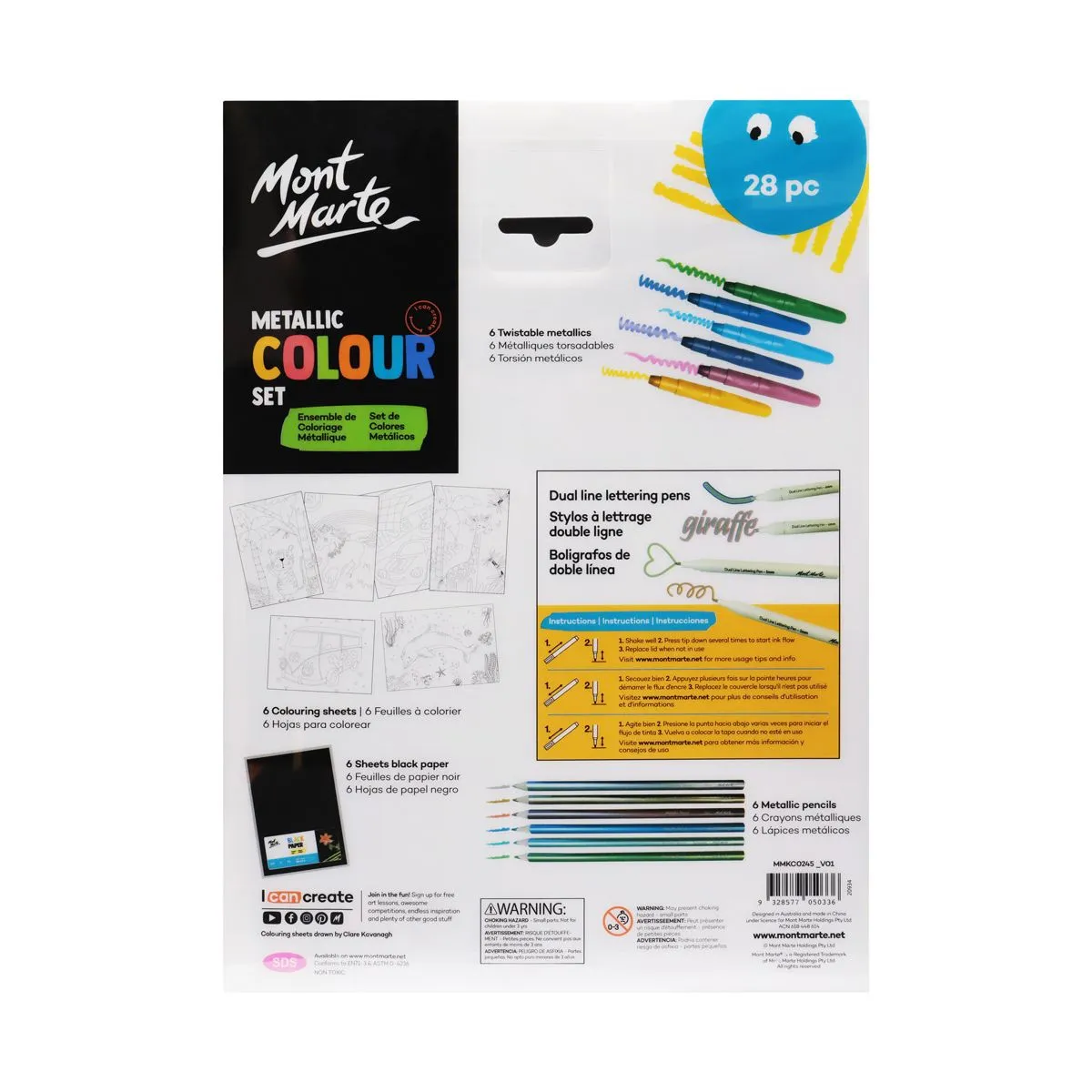 Mont Marte Metallic Colouring Set 28pc