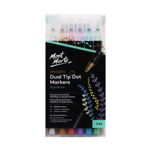 Mont Marte Metallic Dot Markers Dual Tip 6pc