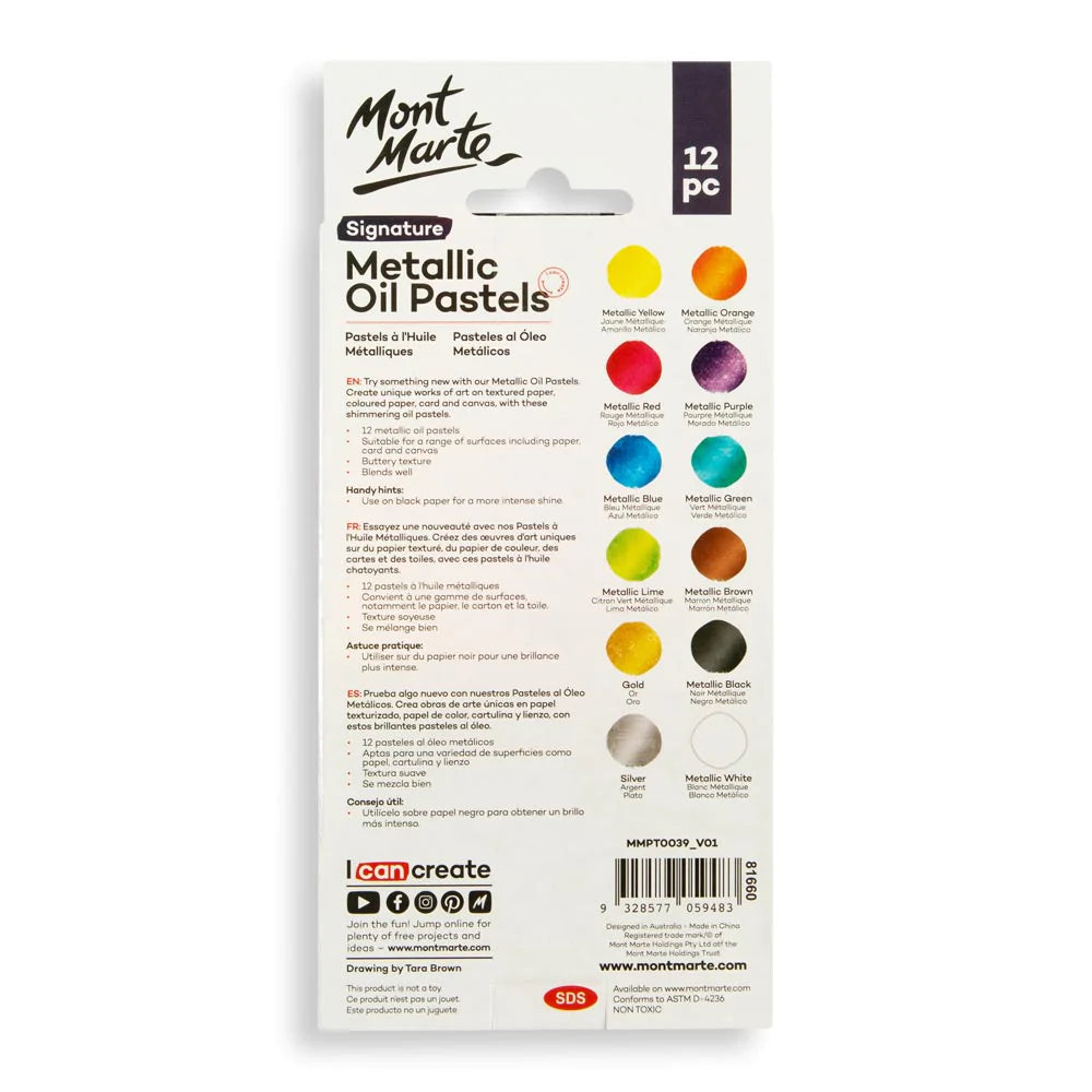 Mont Marte Metallic Oil Pastels 12pc