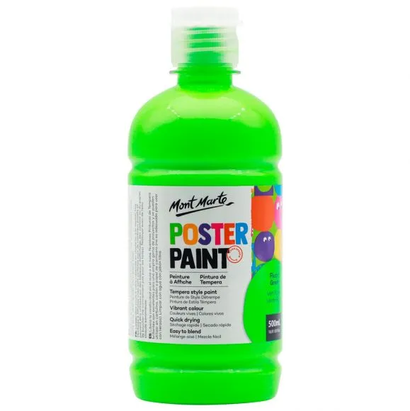 Mont Marte Poster Paint 500ml Fluoro Green