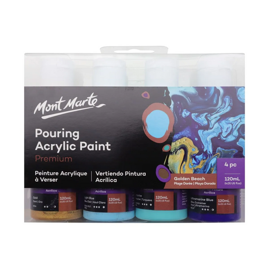 Mont Marte Pouring Acrylic 120ml 4pce - Golden Beach