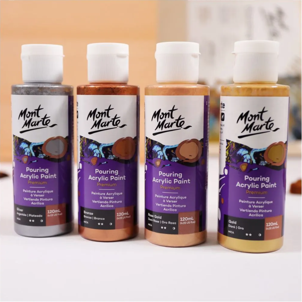 Mont Marte Pouring Acrylic 120ml 4pce - Metallic - #product_vendor