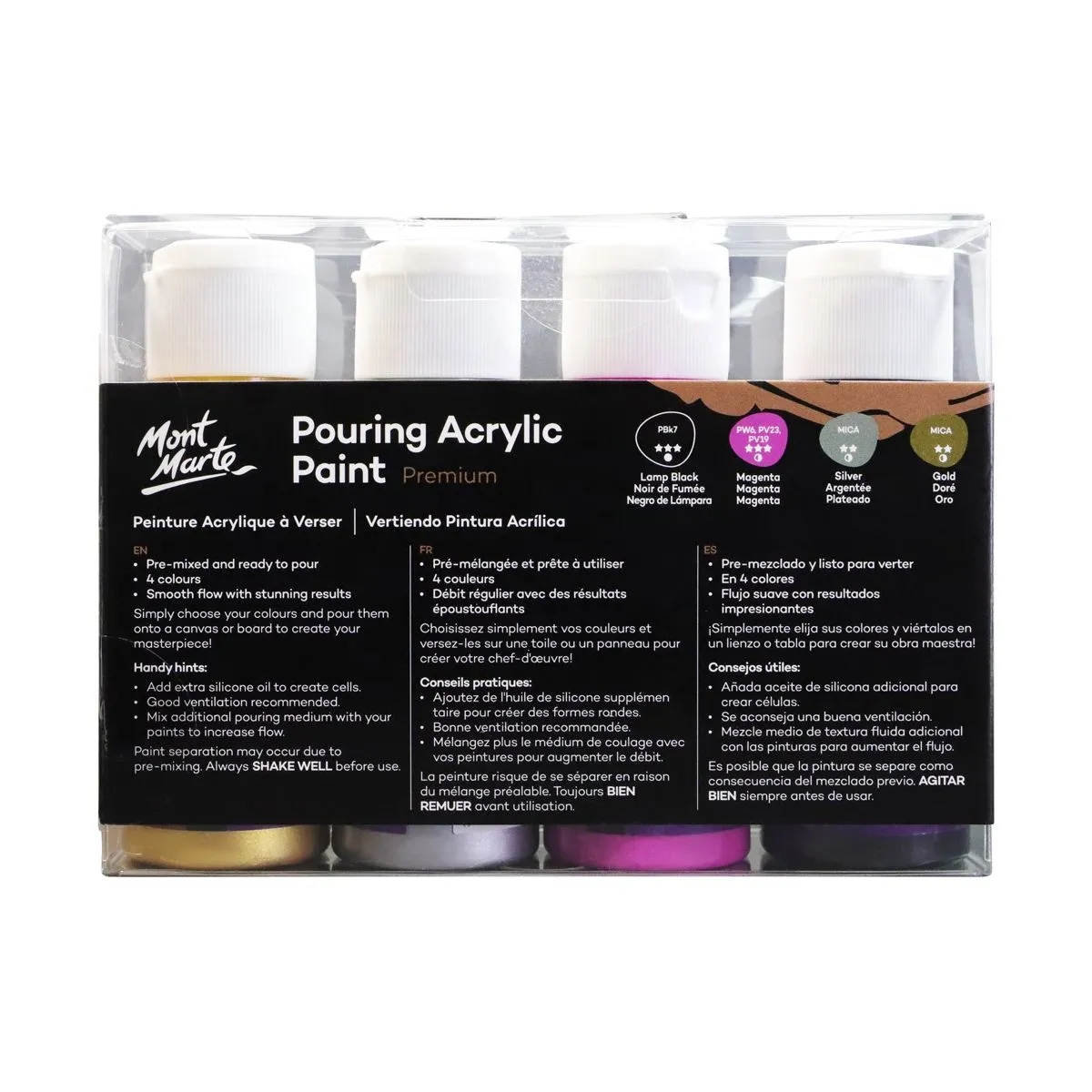 Mont Marte Pouring Acrylic 60ml 4pce - Cosmic - #product_vendor