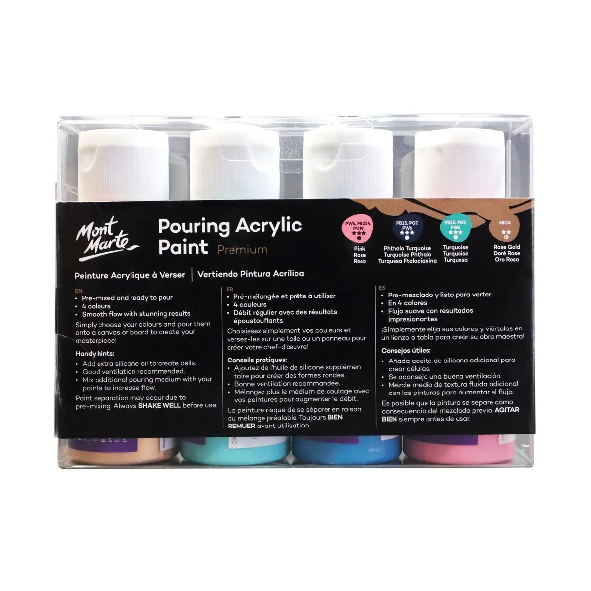 Mont Marte Pouring Acrylic 60ml 4pce - Flamingo - #product_vendor