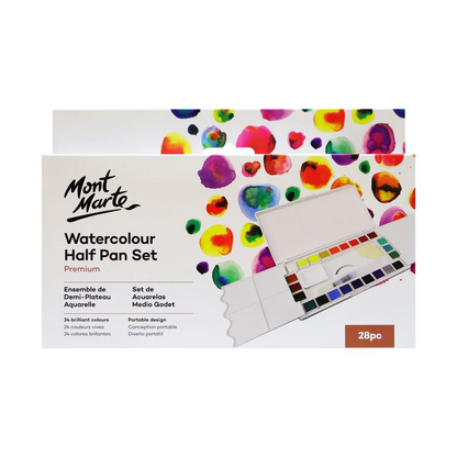 Mont Marte Premium Watercolour Half Pan Set 28pce