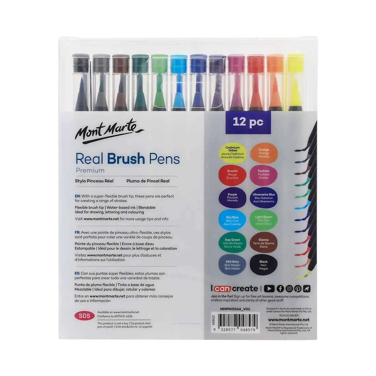 Mont Marte Real Brush Pens 12pc