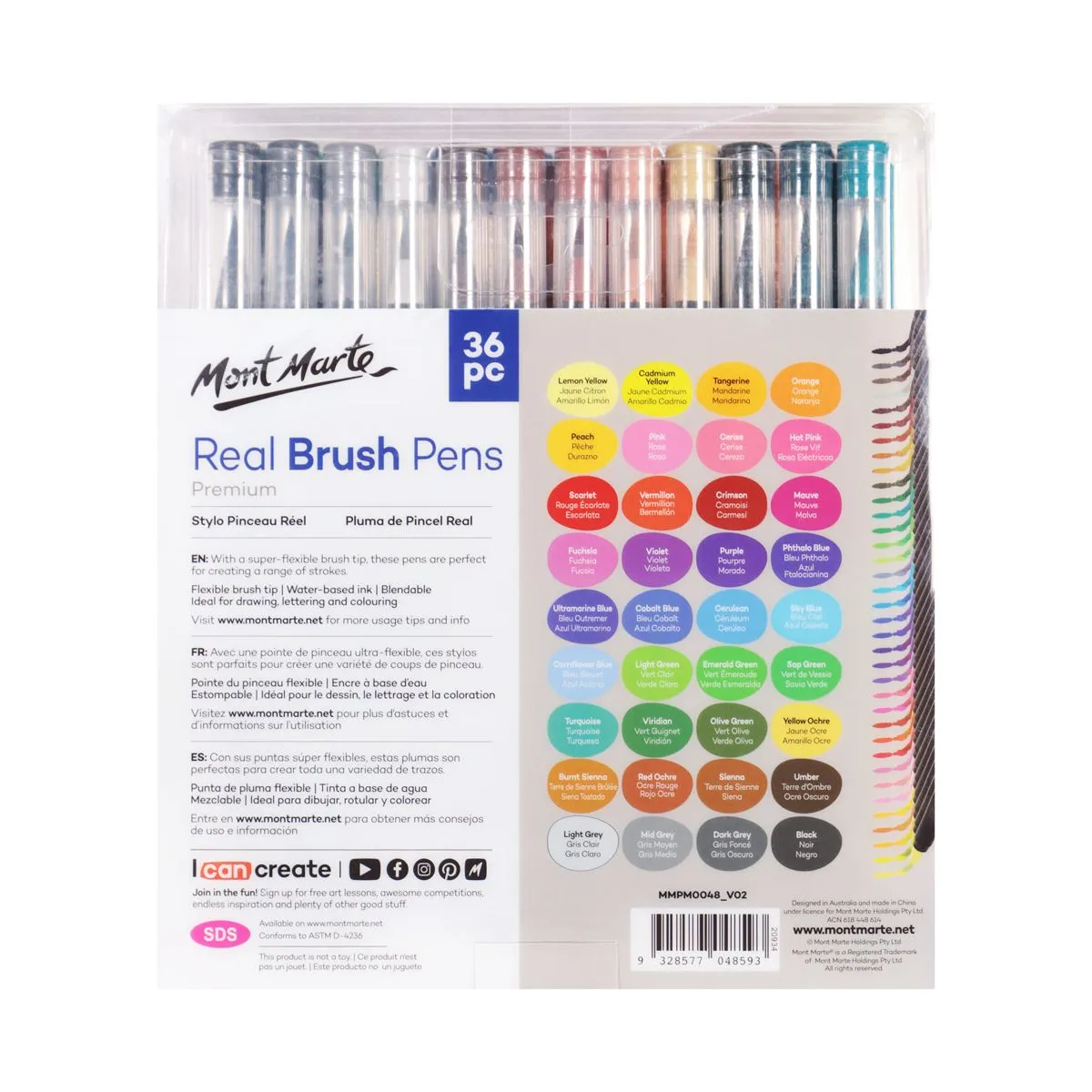 Mont Marte Real Brush Pens 36pc