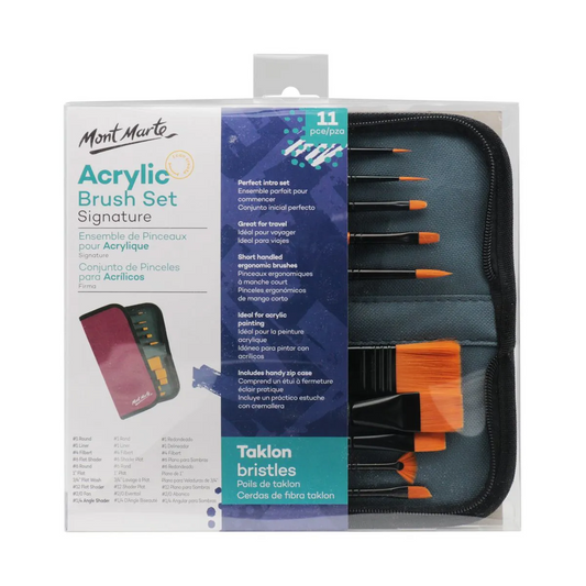 Image 1 of Mont Marte Signature Brush Set in Wallet 11pc - Acrylic