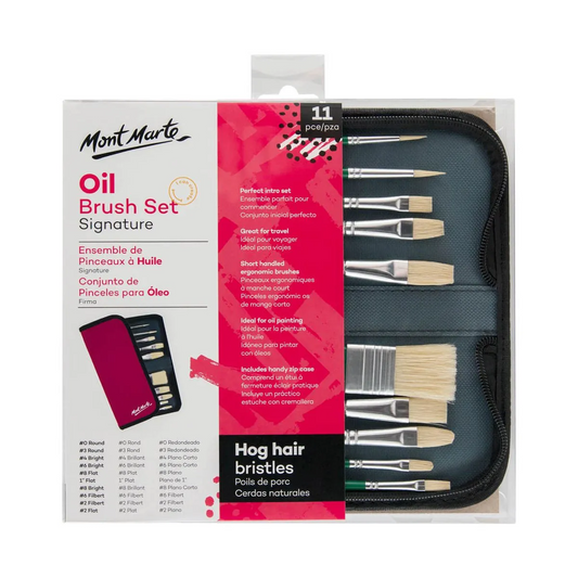 Mont Marte Signature Brush Set in Wallet 11pc - Oil