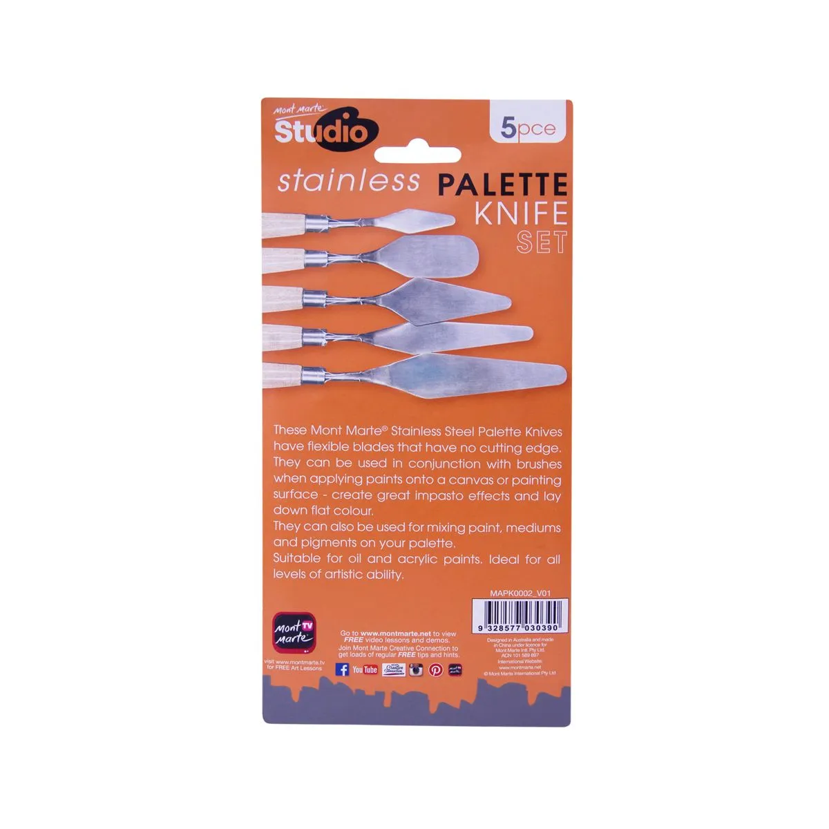 Mont Marte Studio Metal Palette Knife Set