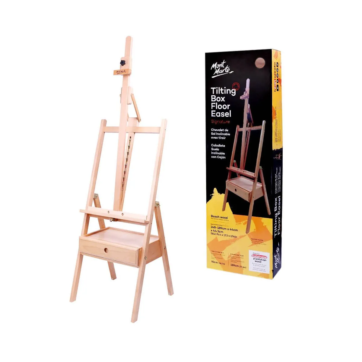 Mont Marte Tilting Box Floor Easel Beech