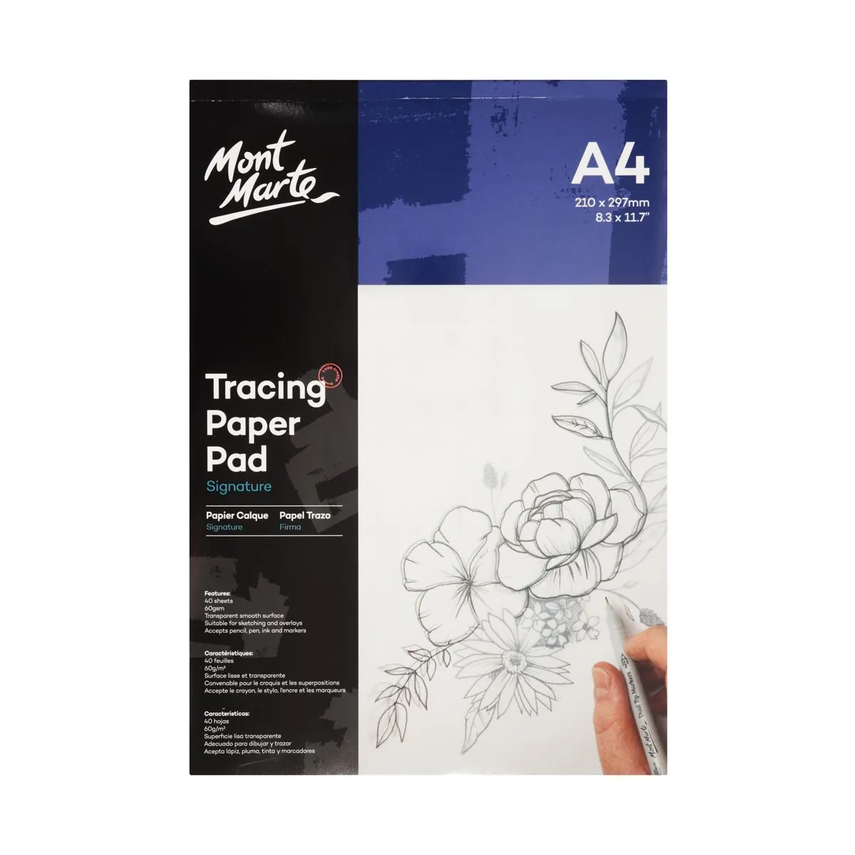 Mont Marte Tracing Paper Pad 60gsm 40 sheet A4