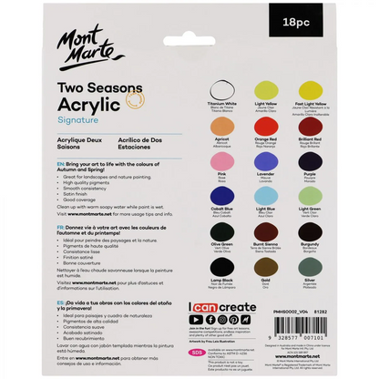 Mont Marte Two Seasons Acrylic 12ml x 18pce