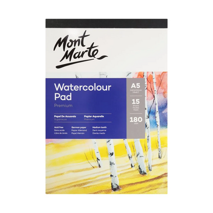 Mont Marte Watercolour Pad 180gsm 15 sheets A5