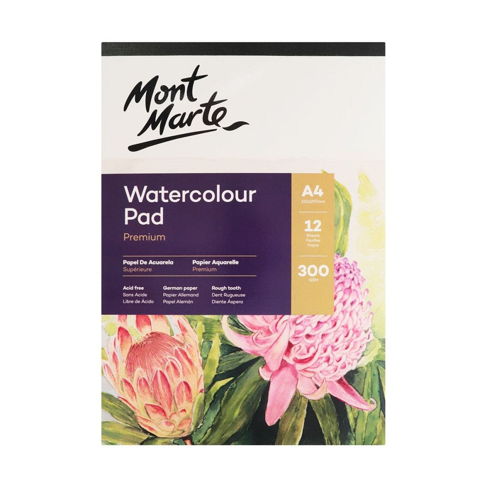 Mont Marte Watercolour Pad 300gsm 12 sheets A4