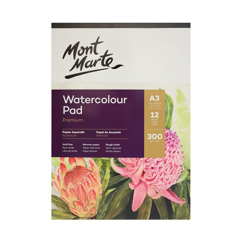 Mont Marte Watercolour Pad 300gsm 12 sheets A3