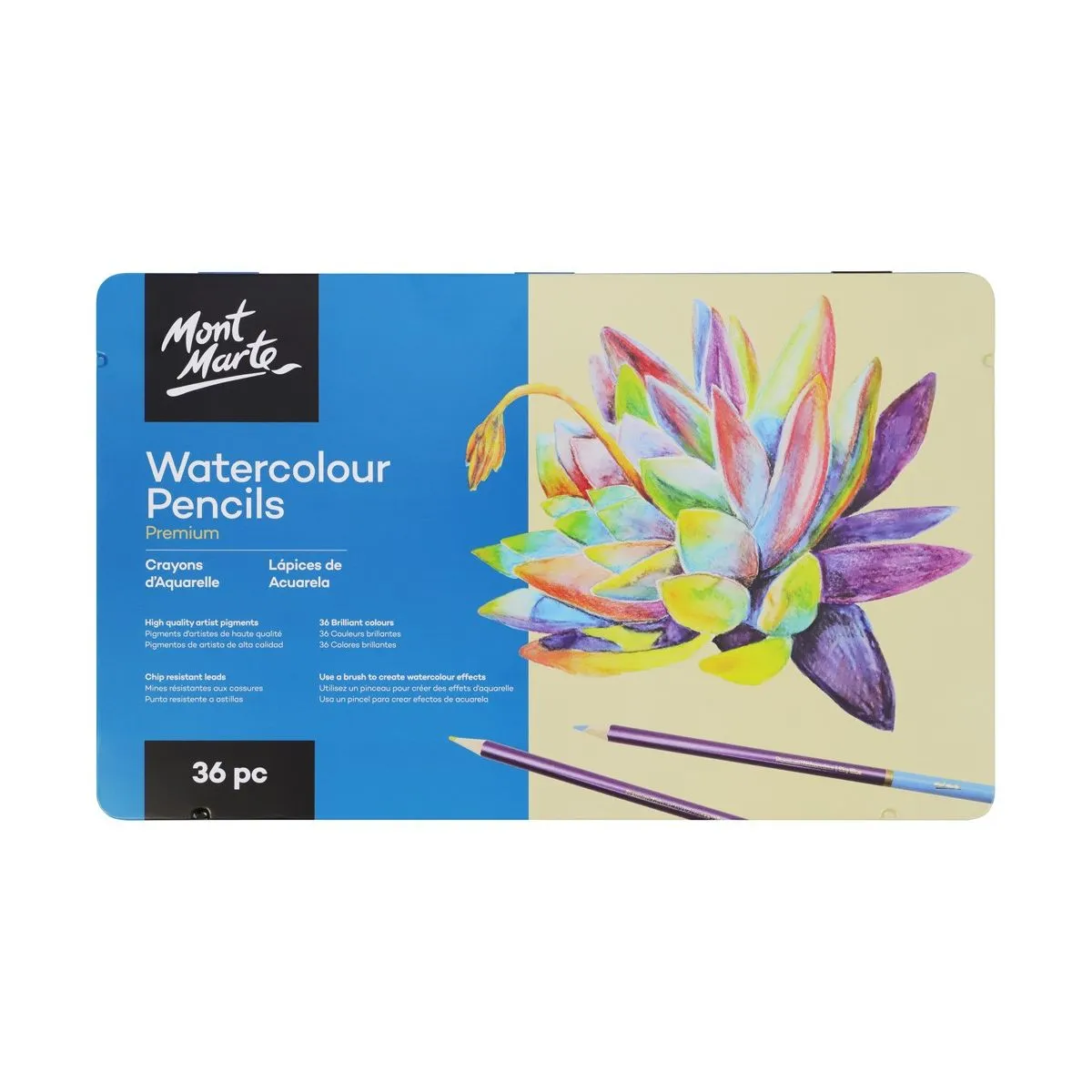 Mont Marte Watercolour Pencils Tin of 36