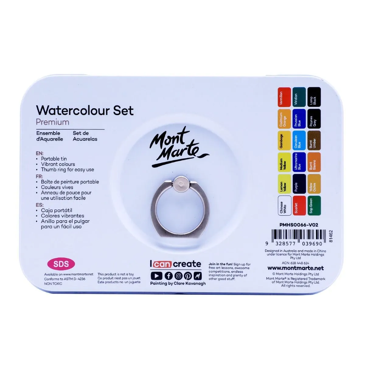 Mont Marte Watercolour Set in Tin 21pc