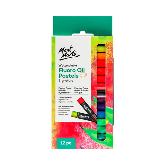 Mont Marte Watersoluble Fluro Oil Pastels 12pc