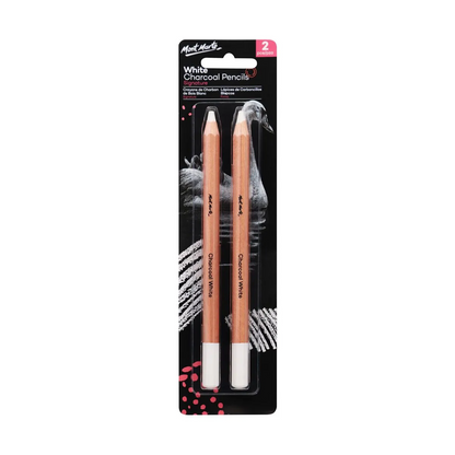 Mont Marte White Charcoal Pencils Large Hex 2 pce