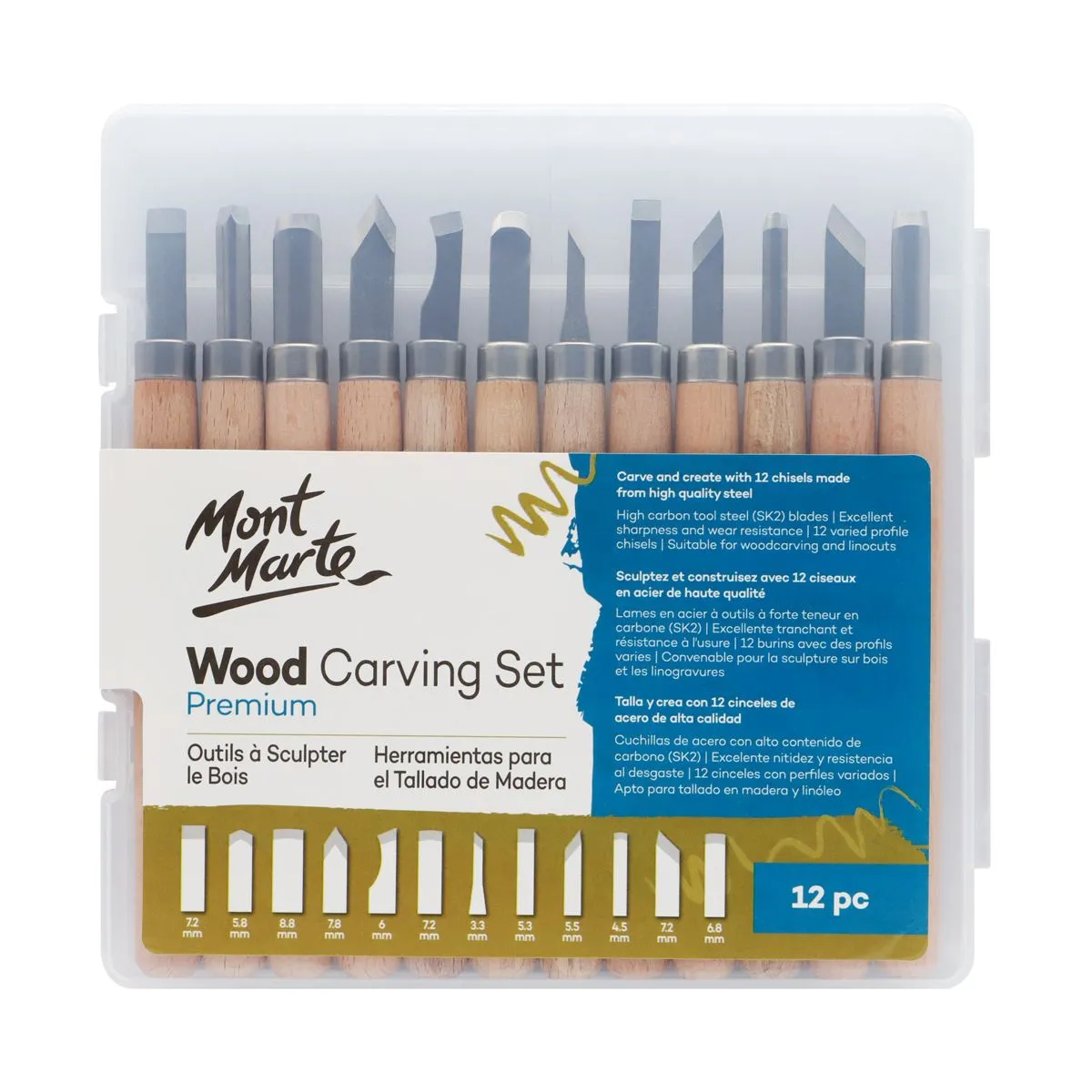 Mont Marte Wood Carving Set 12pc