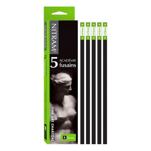 Nitram Fine Charcoal 5 x B Soft Square 5mm