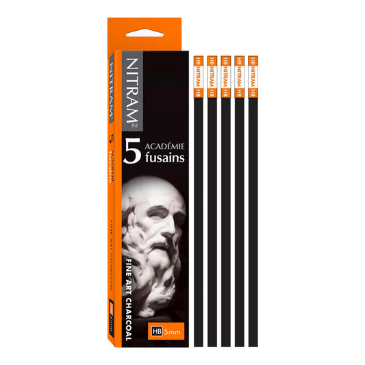 Nitram Fine Charcoal 5 x HB Medium Square 5mm