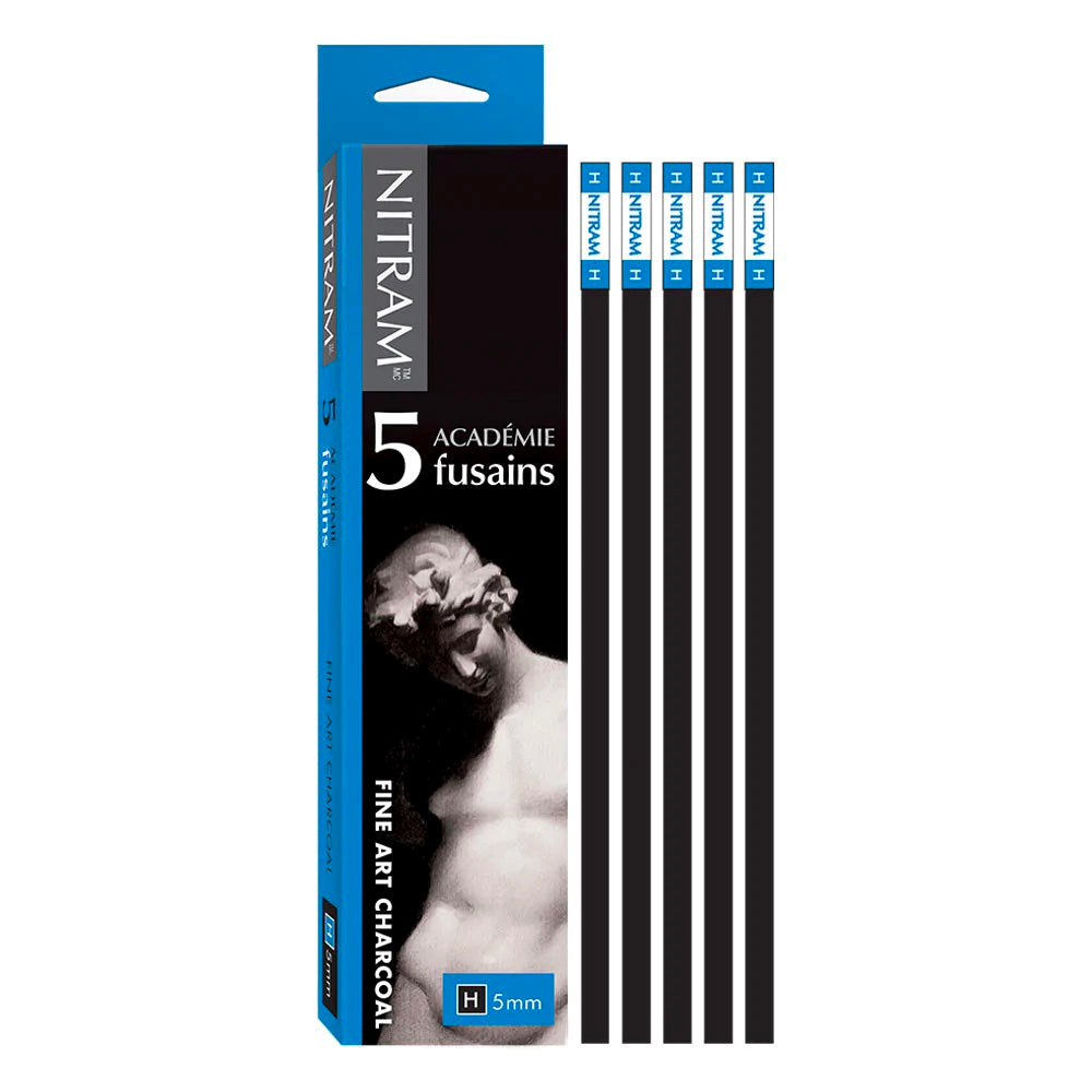 Nitram Fine Charcoal 5 x H Hard Square 5mm