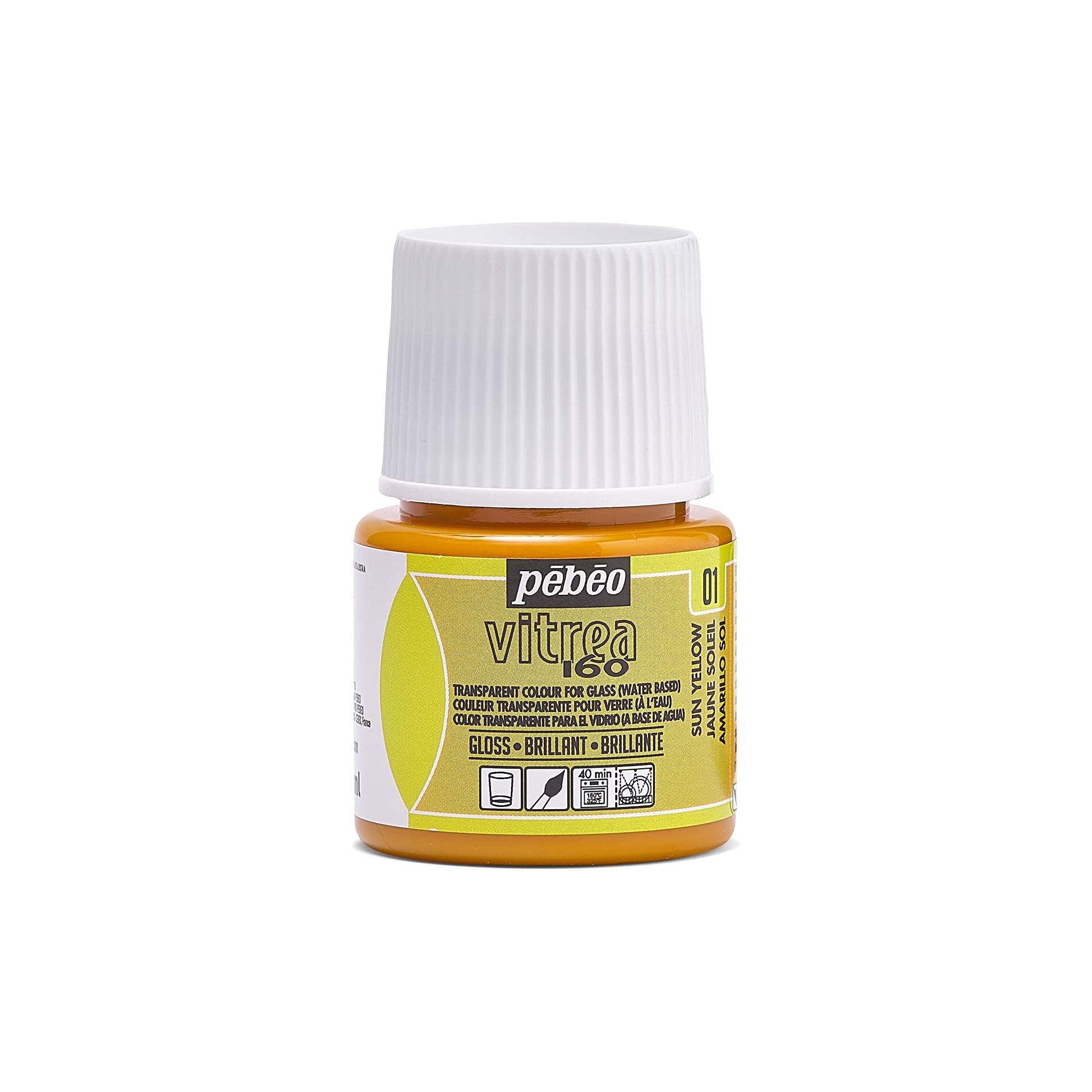 Pebeo Vitrea 160 Glass Paint 45ml - Gloss 01 Sun Yellow