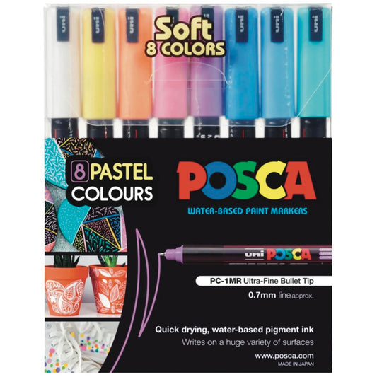 Posca 1MR Ultra Fine Pastel Colours Pack of 8