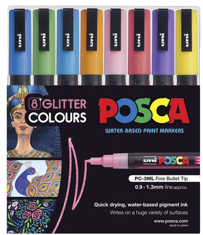 Posca 3M Fine Glitter Colours Pack of 8