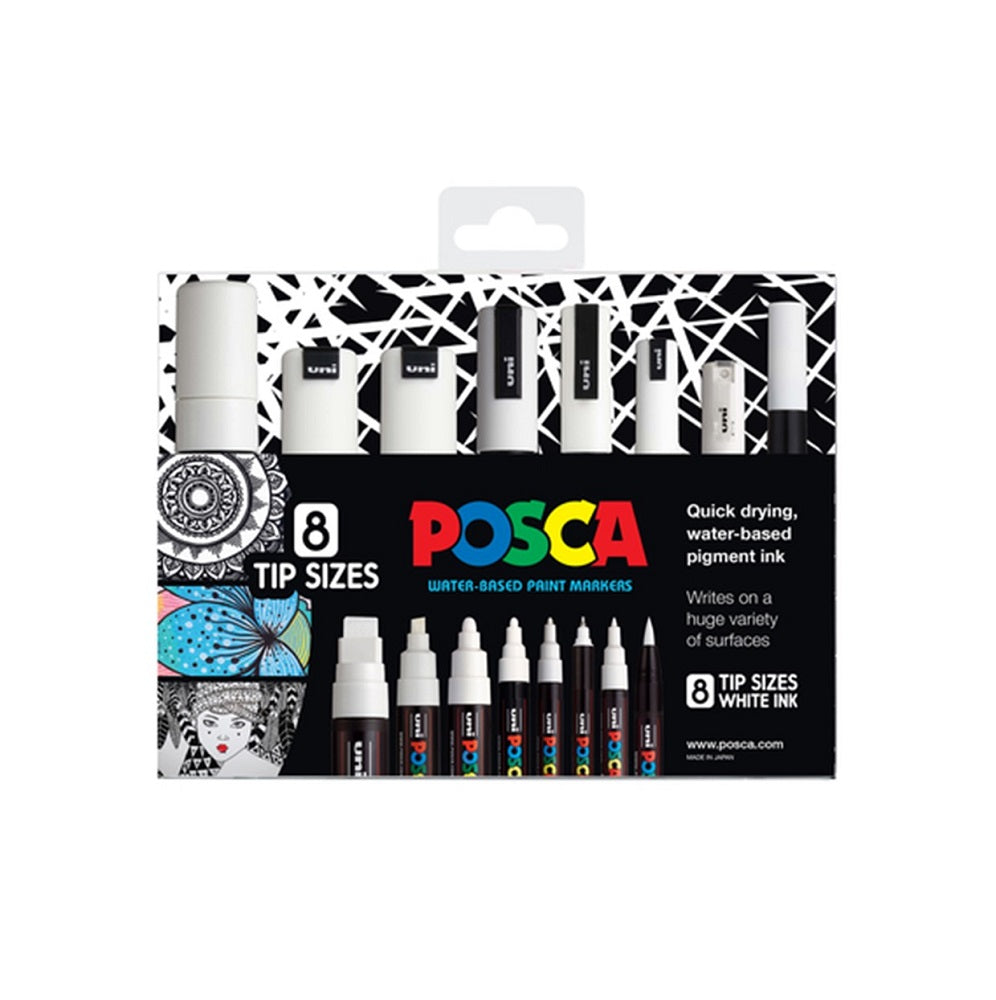 Posca EACH TIP SIZE - White Set