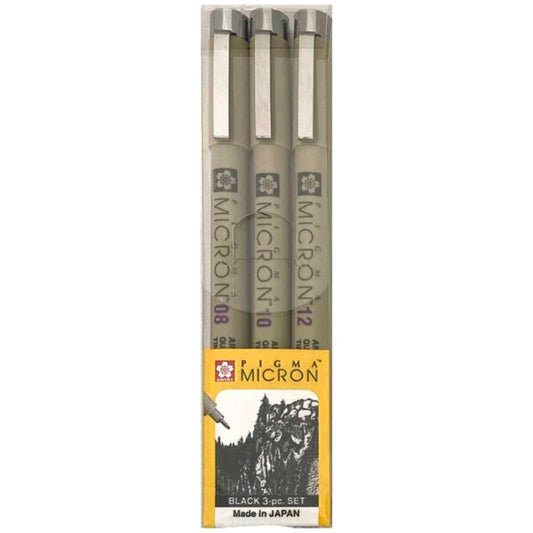 Sakura Pigma Micron Pen 3pc Black 08 10 12