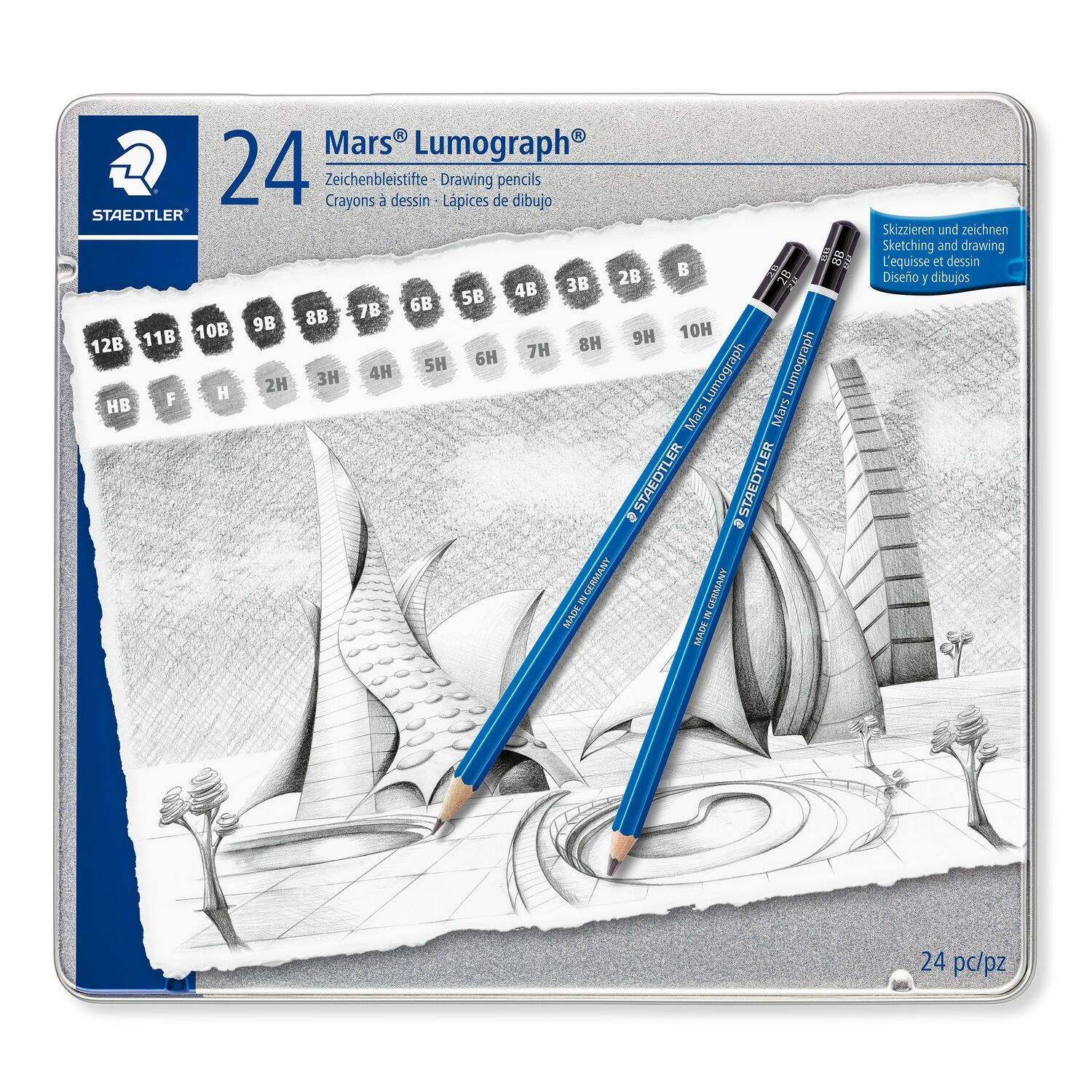 Staedtler Pencil Mars Lumograph Tin of 24