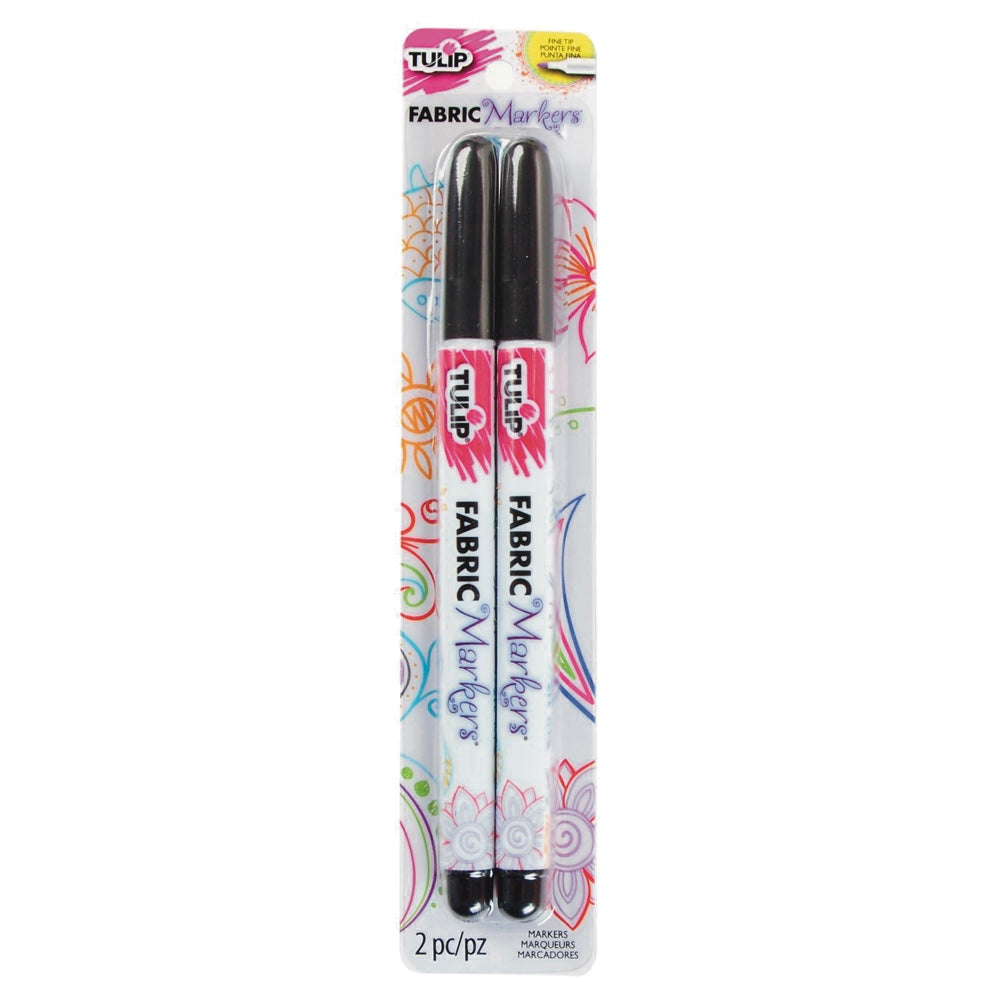 Tulip Fabric Markers Fine Tip Black 2 pk