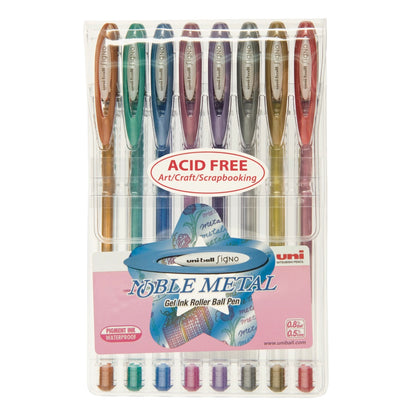 Uni-ball Noble Metallic Gel Pen 0.8mm Set of 8