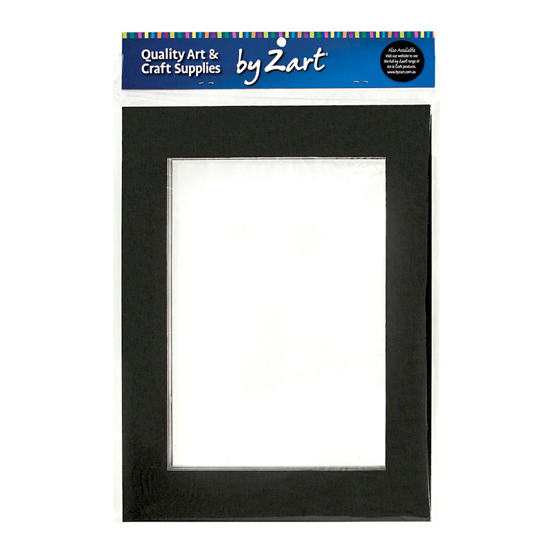 Zart Pre Cut Cardboard Mounts Pkt of 10 A5 Black and White