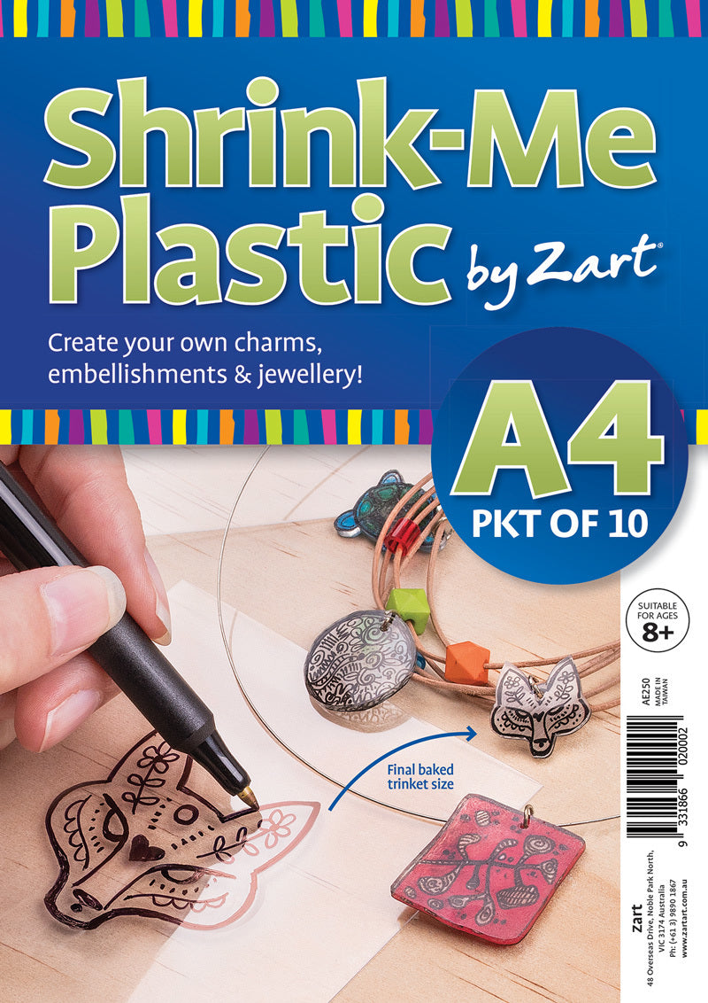 Zart Shrink-Me Plastic A4 Pack of 10 sheets